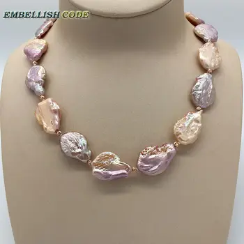 špeciálne Rainbow barokový perly vyhlásenie náhrdelník náramok háčik náušnice nastaviť ružové zlato-á broskyňa farebné ploché okrúhle mince