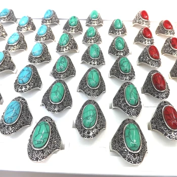 Antický Štýl Hematite Crystal Spevnené Oválne Turquoises Krúžky Zmiešané Farby 50pcs/Veľa