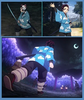Sauteur de démonov: Kimetsu č Yaiba Kamado Tanjirou Urokodaki Sakonji Haori Kimono Yukata uniforme Anime personnaliser Cosplay