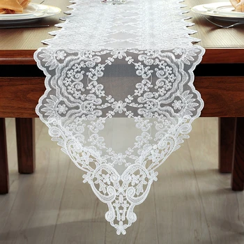 Biela/Čierna Čipka Stôl Runner Výšivky Stolové Prestieranie Moderného Domova Elegantný Stôl Dekor Kryt chemin de table mariage