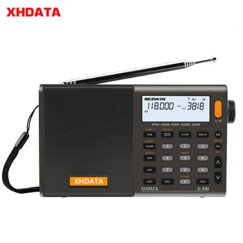XHDATA D-808 Šedá Prenosné Rádio Vysoká Citlivosť a Hlboký Zvuk FM Stereo Multi Full Band s LCD Displej Budík Teplota
