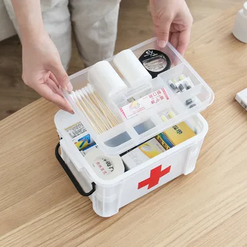 Domácnosti Medicíny Poli Medicíny Úložný Box Veľké Vrstvený Transparentné Prenosné Rodinné Zdravotnícke Súpravy Medicíny Malých Prvá Pomoc Kit