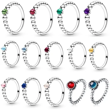 Striebornom Krúžku Kúzlo S 10 Farba Ženy Dvanásť Mesiacov Snubný Prsteň Pre Ženy Šperky