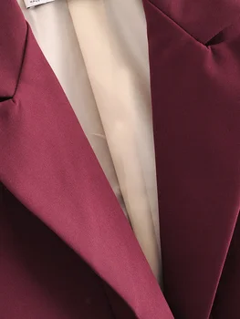 Dámy polovici dĺžky bunda 2020 Nové Jeseň Žien Voľné Maroon dámske Sako Bežné dlhý rukáv ženský oblek office