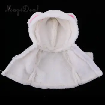 Roztomilé Plyšové Kabát s Ušami Klobúk pre 25 cm Mellchan Baby Doll Oblečenie, Príslušenstvo, Biela