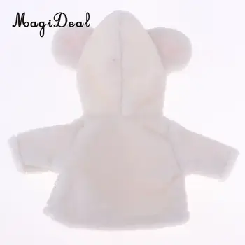 Roztomilé Plyšové Kabát s Ušami Klobúk pre 25 cm Mellchan Baby Doll Oblečenie, Príslušenstvo, Biela