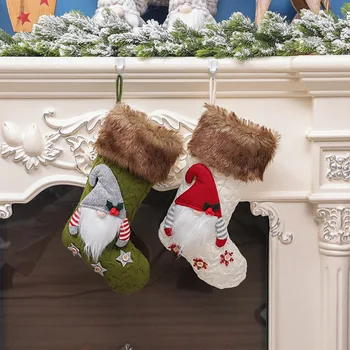 Veľké Vianočné Pančuchy Pletené Anonymný Santa Gnome Bábika Ponožka Vianočné Cukrovinky, Darček Taška Vianočný Stromček Prívesok Nový Rok Domova
