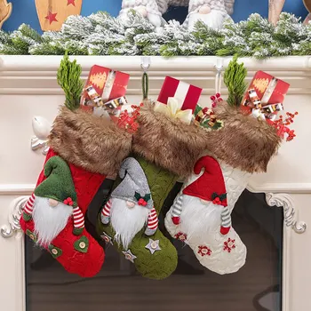 Veľké Vianočné Pančuchy Pletené Anonymný Santa Gnome Bábika Ponožka Vianočné Cukrovinky, Darček Taška Vianočný Stromček Prívesok Nový Rok Domova