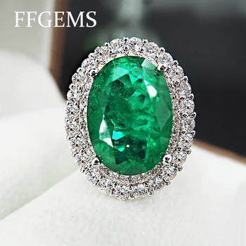 FFGems Vintage Striebro vytvorené Smaragdovo zelená červená veľký kameň Svadobné Diamanty, veľké oválne Prstene pre ženy Darček Jemné Šperky Veľkoobchod