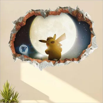 Pokémon Pikachu Tapety detskej Izby Cartoon Self-Lepenie Pokbaby Dekorácie Pet Elf Poklad Sen Samolepky na Stenu Hračka