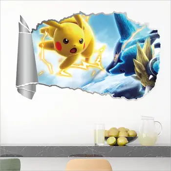 Pokémon Pikachu Tapety detskej Izby Cartoon Self-Lepenie Pokbaby Dekorácie Pet Elf Poklad Sen Samolepky na Stenu Hračka