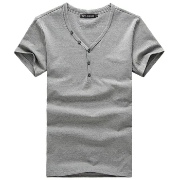 Pánske Tesné tričká, Letné Bavlnené Tričká T Shirt Muž Príčinné Undershirts Slim Fit tvaru Tlačidlo Golier, Krátky Rukáv Veľké Veľkosti S-3XL