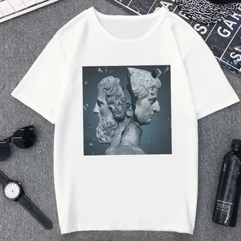 Vyhnúť sa pri pohľade na Medusa T shirt Ženy predstierajú osobnosti móde Tričko lete Harajuku estetické Krátky Rukáv, Biela Žena T-shirt