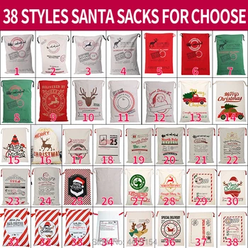 100ks/veľa Veľkoobchod Vianočné Santa Vrecia Plátno Candy Cane Tašky Šnúrkou Tašky Santa Claus Dekorácie Darček