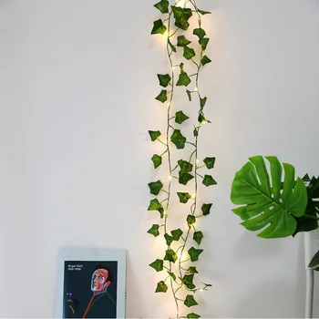 2M Zelenej Listovej Ratan String Osvetlenie, Umelé Rastliny LED Reťazec Lampa DIY Ivy Viniča String Svetlá pre Domov, Záhradu, Svadobná Výzdoba