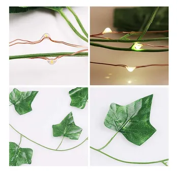 2M Zelenej Listovej Ratan String Osvetlenie, Umelé Rastliny LED Reťazec Lampa DIY Ivy Viniča String Svetlá pre Domov, Záhradu, Svadobná Výzdoba