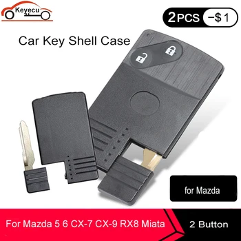 KEYECU Náhradnej Smart Karty Diaľkové Kľúča Vozidla púzdro pre Mazda 5 6 CX-7 A CX-9 RX8 Miata 2 Tlačidlo s Vložte Kotúč Uncut