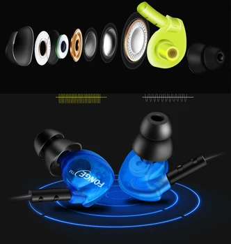 Fonge Vodotesné Slúchadlá Do Uší Slúchadlá HIFI Šport Basy Headset s Mikrofónom pre iPhone Huawei Samsung Xiao