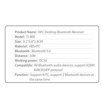 3,5 mm AUX RCA Wireless Music Adaptér s NFC Ti-800 Hudby Prijímač HiFi Audio Adaptér Bluetooth Audio Prijímač