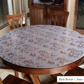 1,5 mm PVC Okrúhly obrus obrus transparentné D' nepremokavé obrus kuchynský stôl vzor olej obrus sklo mäkkú handričku
