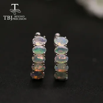 TBJ,pestré prírodné opal spona malé náušnice elipsovitý rez 3*5mm 3ct reálne ethopia kamene, jemné šperky 925 sterling silver gilrs