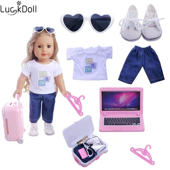 Luckdoll Mini Bábiky Oblečenie 7 ks pre 18-Palcové American Doll Príslušenstvo Hračky Dovolenku Dar (5 ks záves)