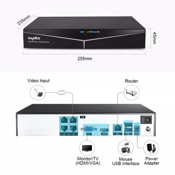 SANNCE 4CH 1080P XPOE Network Video Bezpečnostný Systém 4PCS 2MP IP66 Vonkajšie Bezpečnostné IP Kamera, kamerový Systém CCTV Auta
