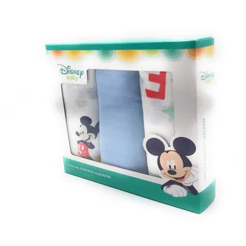 DISNEY BABY - Sada 3 Ks Bavlna Podbradníky Mickey Mouse VYTLAČENÉ ŠIFÓN 70x70 cm