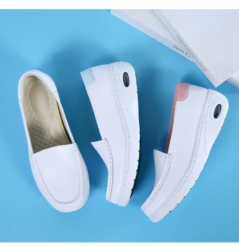 BEYARNE 2019 sestra topánky, biele dámske topánky, klinu topánky, pohodlné, mäkké, protišmykové nemocnice padsL067