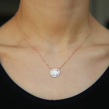 Top kvalita európskeho hot predaj šperkov Opal kameň zlato vyplnené micro pave biela cz svadobný dar rose gold color nerovnomerné náhrdelník