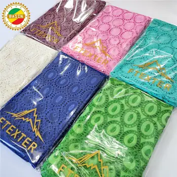 2020 Najnovší Štýl 2.5+2.5 Metrov Embroiders Bavlna Afriky Švajčiarskej Čipky Textílie A Bazin Riche Textílie Pre Ženy Tradičné Svadobné
