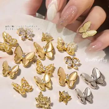 5 ks/veľa Motýľ Luk 3d zliatiny Zirkón nail art, ozdoby Opal crystal kamienkami dekorácie nechtov šperky dodávky charms