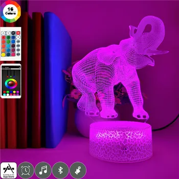 3D LED Nočného Zoo Slon Akcie Obrázok 7 Farieb Deti Spálne Dekorácie Optické Ilúzie Zvierat Hodiny Základná Tabuľka na Čítanie