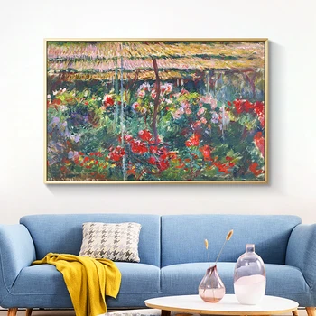 Pivónia Záhrada Claude Monet Vytlačí na Stenu Umelecké Plátno Maľovanie na Slávny obraz Dekoratívne Obrázky na Obývacia Izba Domova