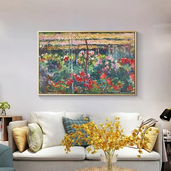 Pivónia Záhrada Claude Monet Vytlačí na Stenu Umelecké Plátno Maľovanie na Slávny obraz Dekoratívne Obrázky na Obývacia Izba Domova