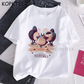 Dámske Módne T-Shirt Totoro Letné Biele Harajuku Kawaii Tshirts Krásne Komiksu, Anime Bežné Tričko Roztomilej Príležitostné Topy Dievčatá
