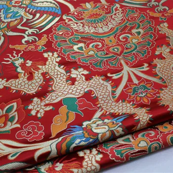 CF568 Dragon a Phoenix Žakárové Hodváb Brocade Textílie Čínsky Cheongsam Sušenie Textílie Čínske Svadobné Šaty Textílie Hodvábne Tkaniny