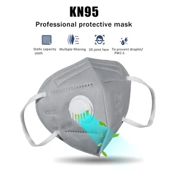50/100 Ks KN95 Masku na Tvár s Dýchaním Ventil Prachu Masky s Valved protiprachová Masku na Tvár Tvár Ekvivalent FFP2 Blízkosti FFP3