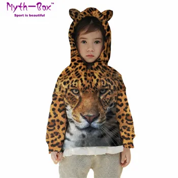 Jeseň Zima Deti Hoodies Leopard 3D Tlač Deti, Mikiny Junior Dieťa Oblečenie Pulóver 5-12y Boy&Girl Kapucňou Svetre