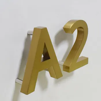 Dom Čísla 0-9 ABC Vonkajšie Kovové 3D moderné zlato z Nehrdzavejúcej Ocele Lettre Podpísať Adresu Domov Hotel byt dvere číslo doska