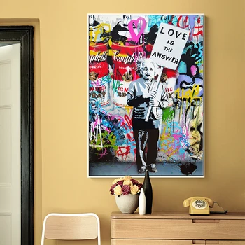 Moderné Abstraktné Pop Ulici Graffiti Vytlačí Plátno na Maľovanie Banksy Wall Art Obraz Modulárny Plagát a Tlačí na Obývacia Izba