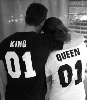 Kráľ, Kráľovná 01 Páry T Shirt pre Mužov, Ženy Letné Krátke Sleeve T-shirt Topy Milovníkov Tee Tričko Kráľ, Kráľovná Pár Tričko
