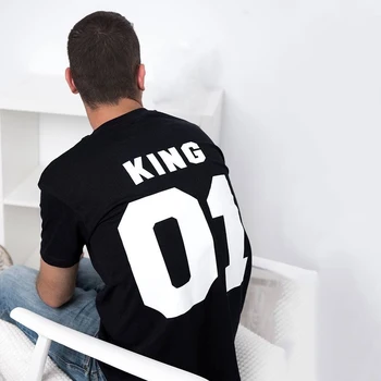 Kráľ, Kráľovná 01 Páry T Shirt pre Mužov, Ženy Letné Krátke Sleeve T-shirt Topy Milovníkov Tee Tričko Kráľ, Kráľovná Pár Tričko