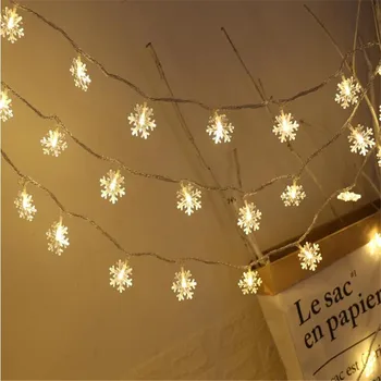 Pripojený 50LED Snowflake Fairy String Svetlo Narodeniny Osvetlenie Izba Dekor Romantické Svadobné Dekorácie Prípade, Nový Rok Darček