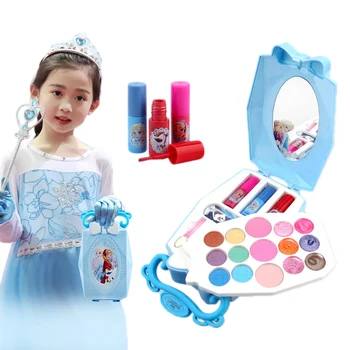 Dievčatá Disney Zamrznutý Sneh Princezná Elsa Anna Baby Girl Make-Up Hračka S Box Nechty Očné Tiene Červenať Hrať Make-Up A Módne Hračky