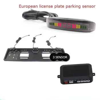 Špz Zozadu Senzor Parkovania 3 Snímač na Tanieri Rám pre Európske Univerzálny aute 12V s LED Displej Parkovacie Senzor
