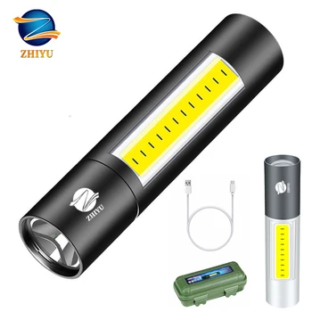 ZHIYU USB Rechargable Mini LED Baterka 3 Svetelné Módy Nepremokavé Pochodeň Teleskopická Zoom Štýlové Prenosné Vyhovovali Nočné Osvetlenie