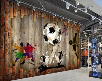 Beibehang Prispôsobené veľké 3d tapety 3D stereo nostalgické Tehlovej steny futbal, kaviareň v pozadí steny papier peint tapety