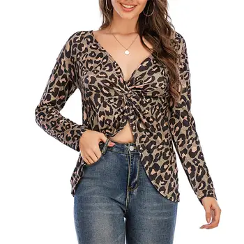 Leopard Tlač, T Košele pre Ženy 2020 Klesnúť Nové Oblečenie Nosiť obe predné a zadné Sexy Bežné tshirts Žena Voľné Topy Tee Žena