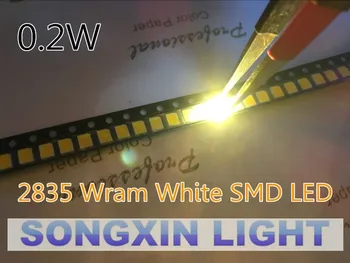 4000pcs 2835 LED Chip Teplá Biela SMD Povrchová Montáž 3V 60mA 0,2 W 21-23LM Svetlo Emitujúca Dióda LED Lampa
